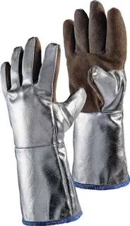 Hitzesch.handsch.5-Finger Universal brau n/silber Spaltled.alumin.Preox-Aramid