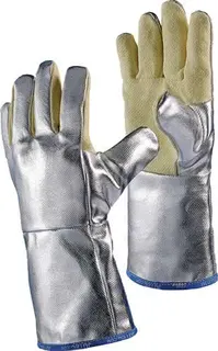 Hitzeschutzhandschuhe 5-Finger Universal größe gelb/silber m.alumin.Preox-Aramid