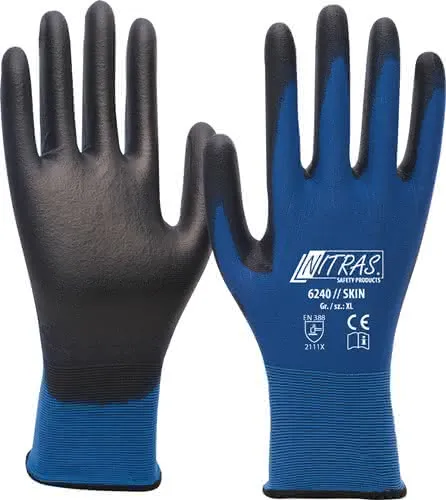 Handschuhe Skin Gr.10 blau/schwarz EN 38 8 PSA II NITRAS