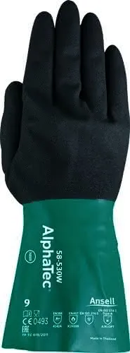 Chemiehandschuh Alpha-Tec 58-530W Gr.9 g rün/grau EN 388,EN 374,EN 1149 Kat.III