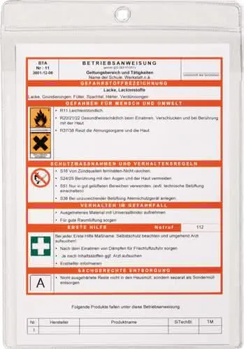 Aushangtasche DIN A4 transp.PP-Folie,dokumentenecht m.Öse
