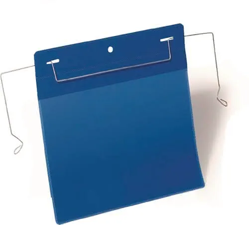 Dokumententasche B210xH148mm DINA5 quer m.flex.Drahtbügel blau Pak.a50St.DURABLE