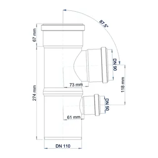 PO Vertikaler Doppelabzweig POLO-KAL NG DN 110/90/50/87Grad – Bild 3