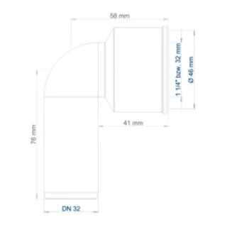 PO Siphon-Anschlussknie POLO-KAL DN 32/32 (1 1/4") – Bild 3
