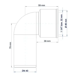 PO Siphon-Anschlussknie POLO-KAL DN 40/40 (1 1/2") – Bild 3