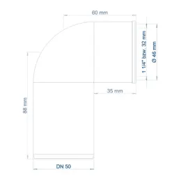 PO Siphon-Anschlussknie POLO-KAL DN 50/40 (1 1/2") – Bild 3