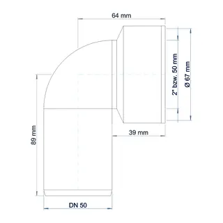 PO Siphon-Anschlussknie POLO-KAL DN 50/50 (2") – Bild 3