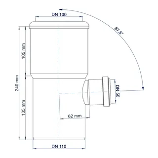 PO WC Anschlussabzweig POLO-KAL DN 110/50/87Grad – Bild 3