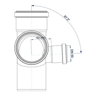 PO Eckdoppelabzweig POLO-KAL NG DN 90/90/50/87Grad – Bild 3