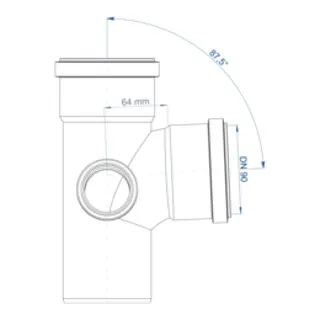 PO Eckdoppelabzweig POLO-KAL NG DN 90/50/90/87Grad – Bild 3