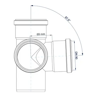 PO Eckdoppelabzweig POLO-KAL NG DN 90/90/90/87Grad – Bild 4