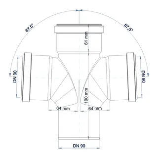 PO Doppelabzweig POLO-KAL NG DN 90/90/87Grad – Bild 3