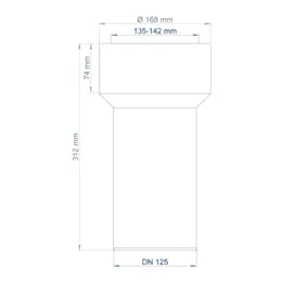 PO Übergang von Muffe auf Spitzende anderer Werkst.POLO-KAL DN 125/135-142mm – Bild 3
