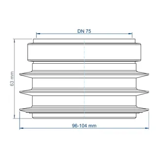 PO Übergang von Spitzende auf Muffe anderer Werkst.POLO-KAL DN 75/96-104mm – Bild 3