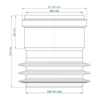 PO Übergang von Spitzende auf Muffe anderer Werkst.POLO-KAL DN 110/120-131mm – Bild 3