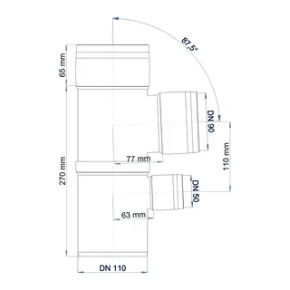 PO Vertikaler Doppelabzweig POLO-KAL XS DN 110/90/50/87Grad – Bild 3