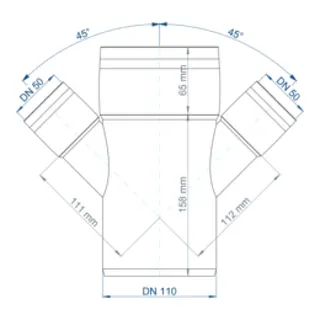 PO Doppelabzweig POLO-KAL XS DN 110/50/45Grad – Bild 3