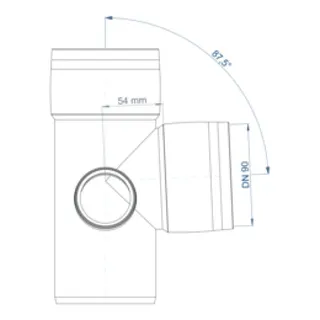 PO Eckdoppelabzweig POLO-KAL XS DN 90/50/90/87Grad – Bild 3