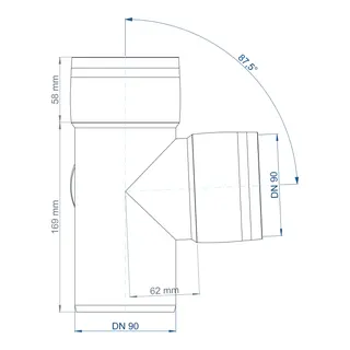 PO Eckdoppelabzweig POLO-KAL XS DN 90/90/90/87Grad – Bild 4