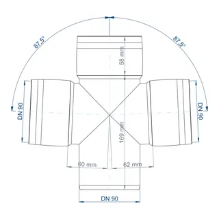 PO Doppelabzweig POLO-KAL XS DN 90/90/87Grad – Bild 3