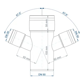 PO Doppelabzweig POLO-KAL XS DN 90/50/67Grad – Bild 3