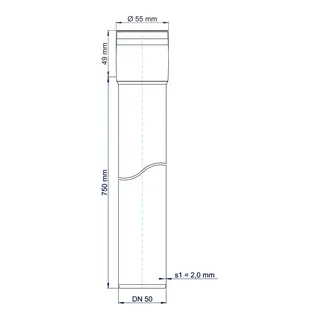 PO Steckmuffenrohr POLO-KAL XS DN 50/750 – Bild 3