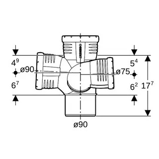 Geberit Silent-Pro Schachtbogenabzweig 87,5Gr d90/90/75 links – Bild 4