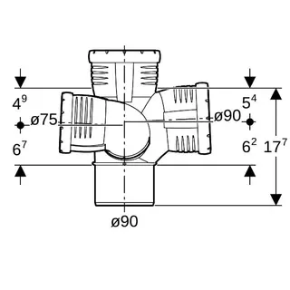 Geberit Silent-Pro Schachtbogenabzweig 87,5Gr d90/90/75 rechts – Bild 4