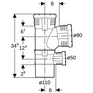 Geberit Silent-Pro Kombibogenabzweig 87,5Gr d110/90/50 – Bild 4
