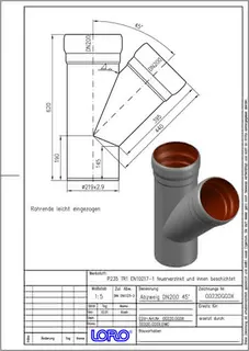 LORO-X ABZWEIG 45 GRAD DN 200/200 – Bild 2