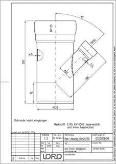 LORO-X RED-ABZWEIG 45 GRAD DN 125/50 – Bild 2