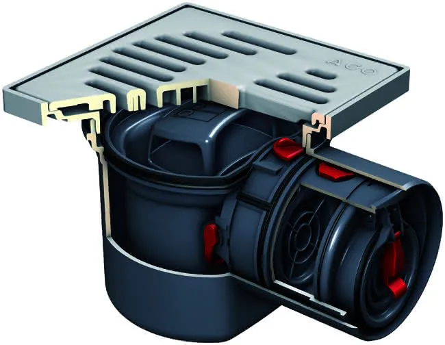 ACO Kellerablauf Junior Typ 5 DN100/197 x197/1,5 Grad/1,4l/s