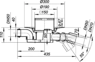 Bodenablauf 55 KE, DN 50/DN 70, 150 x 150 mm – Bild 3