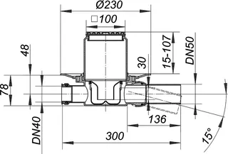 Bodenablauf 42 SE, Zulauf DN 40, DN 50, 100 x 100 mm – Bild 3