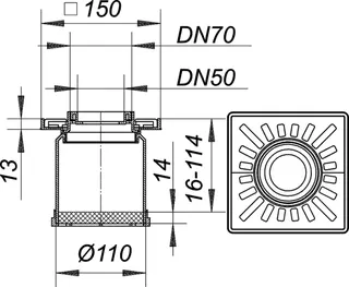 Aufsatz KR 10, Rost mit Fallrohreinsatz, 150 x 150 mm – Bild 4
