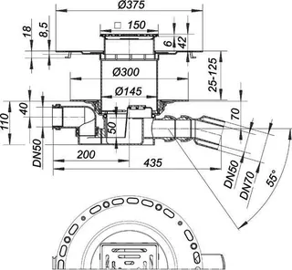 Dünnbett-Bodenablauf 55 VC, DN 50/DN 70, 150 x 150 mm – Bild 3