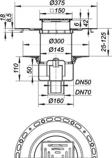 Dünnbett-Bodenablauf 61 HT/VC, DN 50/DN 70, 150 x 150 mm – Bild 3
