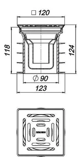 Bodenablauf Pronto, DN 125, 120 x 120 mm – Bild 3