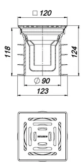 Bodenablauf Pronto, DN 125, 120 x 120 mm – Bild 4