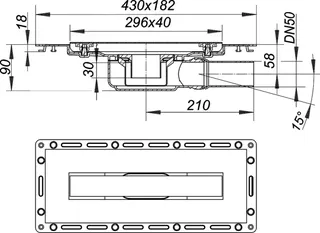 Duschrinne TistoLine PLAN Abdeckung Standard 300 mm, DN 50 – Bild 3