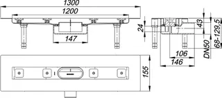 Duschrinne CeraLine Nano F 1200 mm, DN 50 – Bild 3