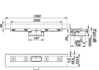 Duschrinne CeraLine Nano W 1200 mm, DN 50 – Bild 3
