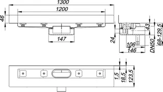 Duschrinne CeraLine Nano W 1200 mm, DN 50 – Bild 4