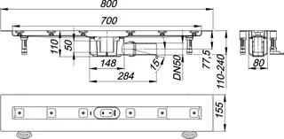 Duschrinne CeraLine F 700 mm, DN 50 – Bild 4