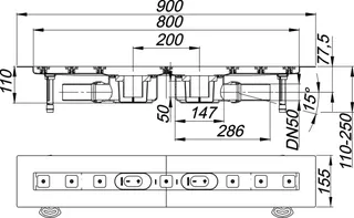 Duschrinne CeraLine F Duo 800 mm, DN 50 – Bild 4