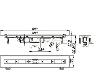 Duschrinne CeraLine PLAN F 500 mm, DN 50 – Bild 3