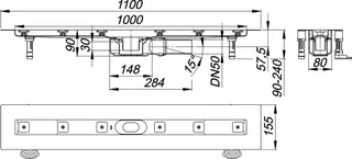Duschrinne CeraLine PLAN F 1000 mm, DN 50 – Bild 3