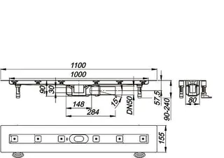 Duschrinne CeraLine PLAN F 1000 mm, DN 50 – Bild 4