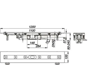 Duschrinne CeraLine PLAN F 1100 mm, DN 50 – Bild 3
