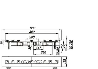 Duschrinne CeraLine Plan F Duo 800 mm, DN 50 – Bild 3